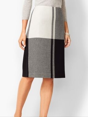 Talbots Colorblock Twill Pencil Skirt Wool Black White‎ Grey Size 6